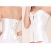 Women Jacquard Bridal Corset Top Boned Lace-Up Overbust Bustier Lingerie, White