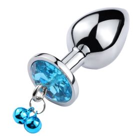 S/M/L Sizes Metal Anal Plug Bells With Chain Smooth Touch Anal Stimulator Sex Toys For Women Man Adult Games Anal Sex Products (Color: Blue Round S)