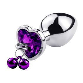 S/M/L Sizes Metal Anal Plug Bells With Chain Smooth Touch Anal Stimulator Sex Toys For Women Man Adult Games Anal Sex Products (Color: Purple heart L)