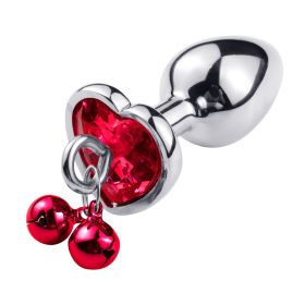 S/M/L Sizes Metal Anal Plug Bells With Chain Smooth Touch Anal Stimulator Sex Toys For Women Man Adult Games Anal Sex Products (Color: Red heart M)