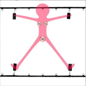 Sexuality SM sex products One word bed binding strap steel ring webbing adult toys (Ships From: China)