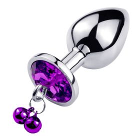 S/M/L Sizes Metal Anal Plug Bells With Chain Smooth Touch Anal Stimulator Sex Toys For Women Man Adult Games Anal Sex Products (Color: Purple Round S)