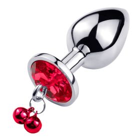 S/M/L Sizes Metal Anal Plug Bells With Chain Smooth Touch Anal Stimulator Sex Toys For Women Man Adult Games Anal Sex Products (Color: Red Round M)