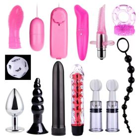 AM31 Female Vibrator Sexy Kit Sex Toys Vagina Orgasm Butt Plug Combination Female Anal Beads Vibrating Adult Suit Dildos Female (Color: 13-piece set-450g)