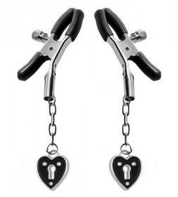 Charmed Heart Padlock Nipple Clamps Black (SKU: TCN-XRAE503)